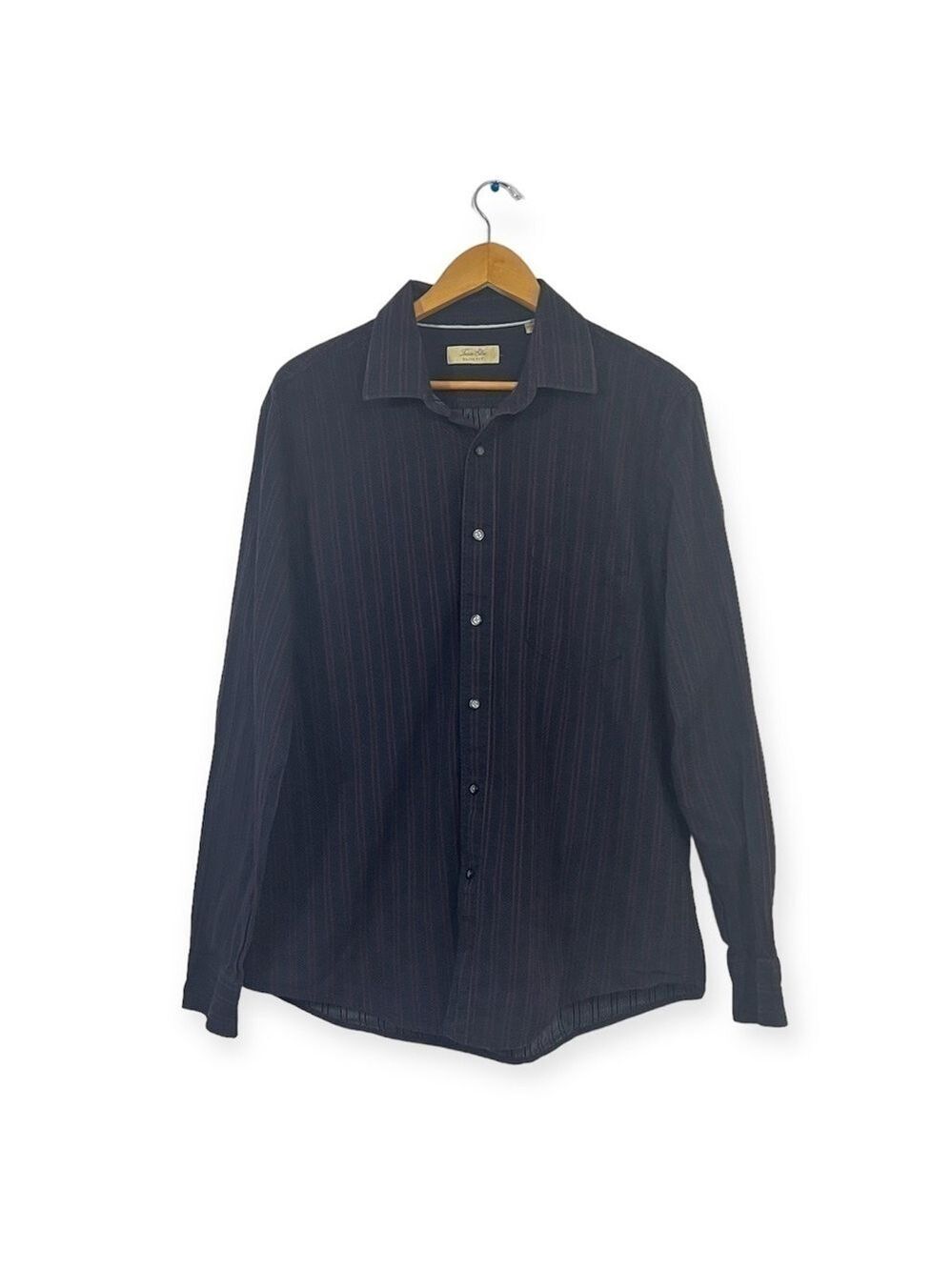 Tasso Elba Men Button Up Slim Fit Shirt Striped Long Sleeve Size XL